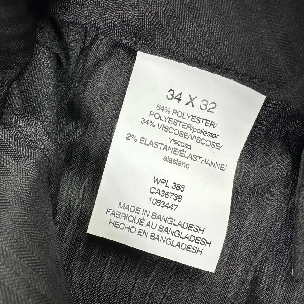 Haggar Mens Premium Stretch Classic Fit Flat Front Suit Pants Dark Gray 34x32